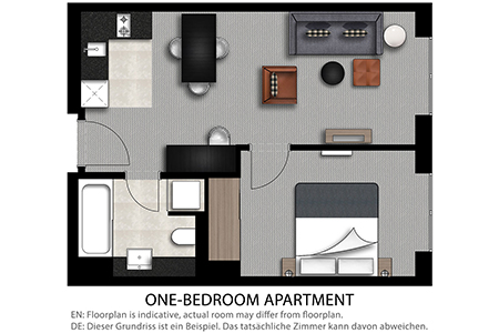 1 Zimmer Apartment Grundriss